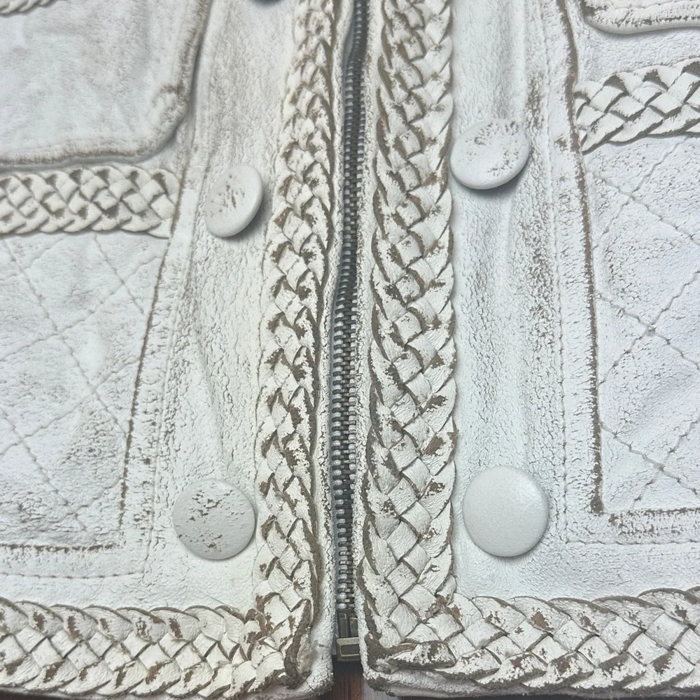 Just Cavalli Genuine Leather Quilted Jacket with Braided Trim – Luxury Designer - Picture 5 of 16